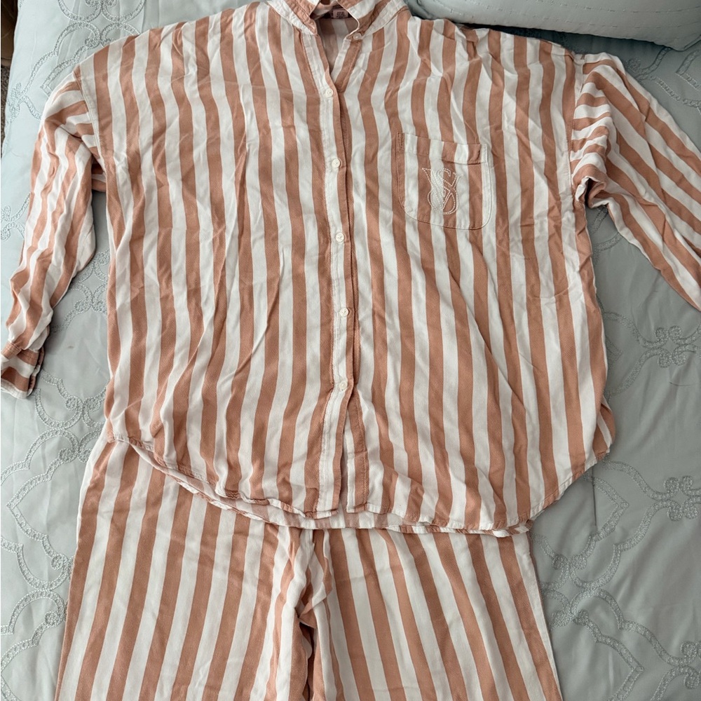 Victoria's Secret Neutral and White Striped Pajamas